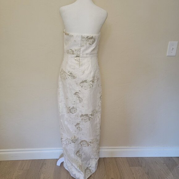 Lulus Cultivated Love White Floral Jacquard Strapless Maxi, #1560596, Sz M, $71 - Picture 4 of 8